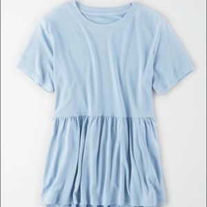 American Eagle Light Blue Peplum Shirt